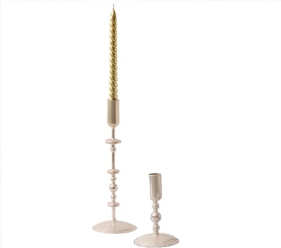 WinQ- Kandelaar glas set van 2-Glas kandelaar Metallic Off White geschikt voor dinerkaars-woonkamer decoratie-cadeau