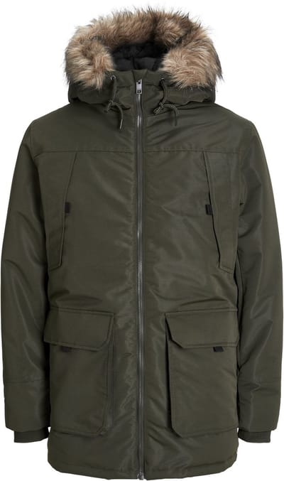 JACK&JONES PLUS JJCONSTRUCT FAUX FUR PARKA PLS Heren Parka - Maat EU2XL US1L