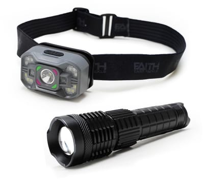 Faith Carp Tackle EXB-1 Verlichtingsset - Krachtige Oplaadbare Hoofdlamp met Sensor (1000 lumen) & RGB Zaklamp met USB-oplaadfunctie - Compact en Outdoorproof