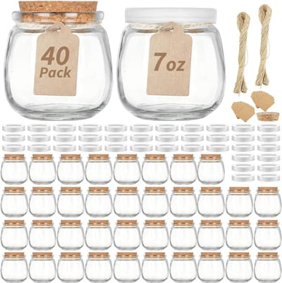 SNJY® Overnight Oats Potjes - Glazen Potjes met Deksel - Mason Jar - Weckpot - 40x200ml - Transparant