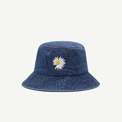 VHV- Zonnehoed Dames - Tweezijdig Draagbaar Vissershoedje van 100% Katoen - Kreukvrij Opvouwbare Bucket Hat Dames met Brede Rand - Trendy Strandhoed voor Reizen, Wandelen en Festivals-Diepblauw