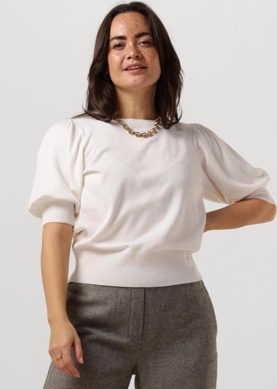 Minus Liva Knit Tee Tops & T-shirts Dames - Gebroken wit - Maat XXL