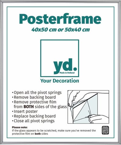 Your Decoration - Posterlijst 40x50 cm - Kunststof - Zilver Hoogglans - Paris
