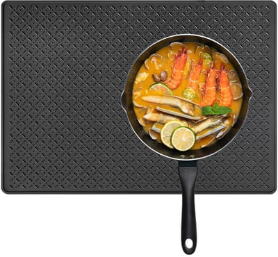 Dailygoods - Siliconenmat voor de keuken, 70 x 50 cm, bescherming voor inductiekookplaten, antislip en hittebestendig, voor keuken en bescherming tegen krassen en oliën (zwart)