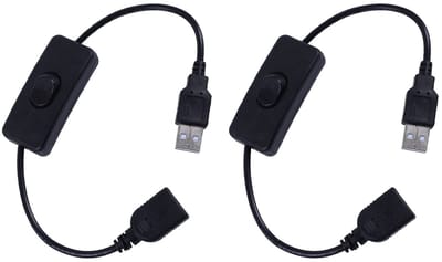 MTTProducts - USB kabel met aan/uit schakelaar - USB plug naar bus verlengkabel - 0.3 meter - Zwart - Snelladen - Voor PC en andere apparaten