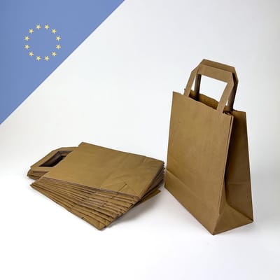 100 Bruine Kraft Papieren Draagtassen 2 kg - Draagzakken voor Winkel en Cadeaus - 18x8x22 cm
