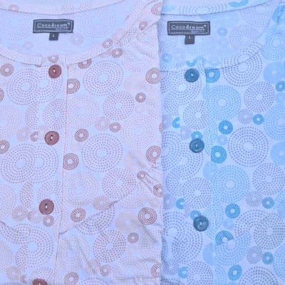 Cocodream dames nachthemd lange mouw - 100% katoen - 2-pack - maat XL - Rozet