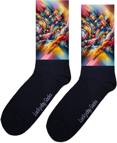 Geometrisch - Valentijn Cadeau - Valentijn sokken - Grappige sokken - Leuke sokken - Hem Haar sokken - Vrolijke sokken - Sint cadeau - Vaderdag - Moederdag - Verjaardag cadeau - Kerstcadeau - Leuk Cadeau - Fantasie Mozaïek - Socks maken Happy - 37-44