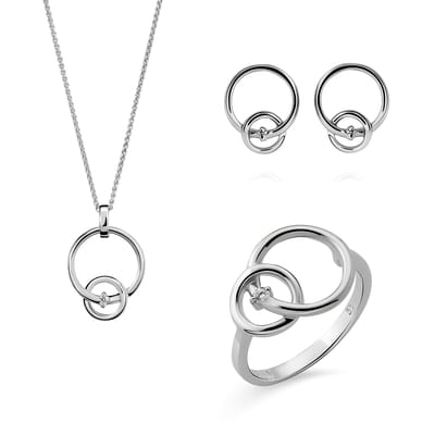 Orphelia 'Antoine' Dames 925 Sterling Zilveren Set: Halsketting + Oorbellen + Ring - Zilveren SET-7503