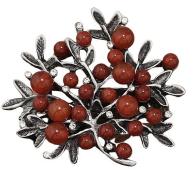Broche-Rode besjes-Metaal-Zilverkleur - Charme Bijoux