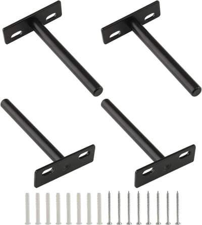4 stuks 10 cm zwevende plankbeugel zware blinde planksteunen, verborgen muurbeugels voor zwevende houten planken, zwart