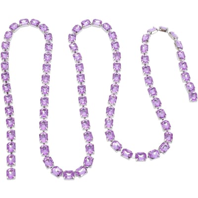 Chaîne de Garniture en Strass 8x10mm Rectangle Violet Clair Décor Acrylique Chaîne Brillante pour Vêtement Chaussure