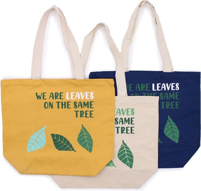 3 stuks schoudertas katoen - shoppingtas - Draagtas lang hengsel - We Are Leaves - Tote Bag - Katoenen Tassen 3 stuks (3 ontwerpen) - Eco - Bio - 'Cotton Not Plastic'