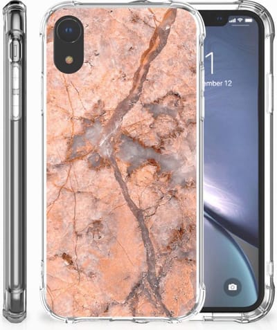 Apple iPhone Xr Anti-Shock Hoesje Marmer Oranje