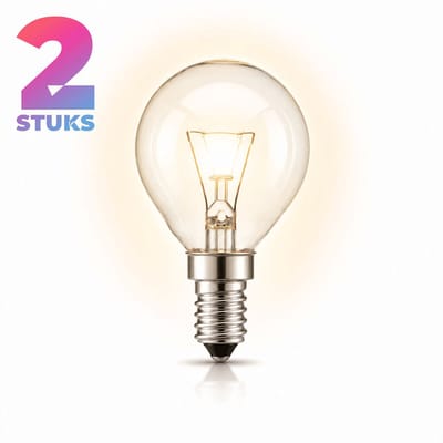 2x Kogel Gloeilamp E14 - 25W - Warm Wit Licht (2700K) - 180 lm - 1 jaar - Dimbaar