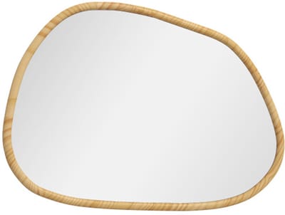 Asymmetrische Wandspiegel 70x50cm Natuurlijke Houtkleur Grenenhout Frame Anti-oxidatief Glas voor Badkamer Woonkamer Hal Slaapkamer