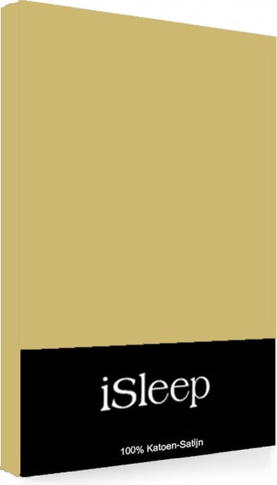 iSleep Satijn-Katoen Hoeslaken - Litsjumeaux - 180x200+40 cm - Geel