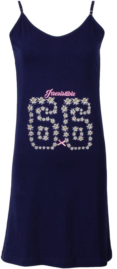 Irresistible Dames Nachthemd - Bloemenprint - Donker Blauw - Maat S