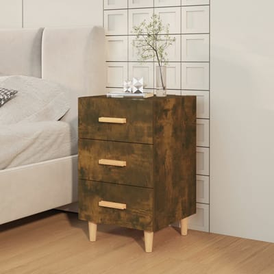 vidaXL - Nachtkastje - 40x40x66 - cm - bewerkt - hout - gerookt - eikenkleurig
