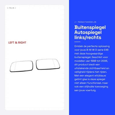 Dailygoods- Buitenspiegel Wit - Autospiegel - Links/Rechts - Getint Glas - Compatibel met B-M-W 3-serie E46 - 1998-2006