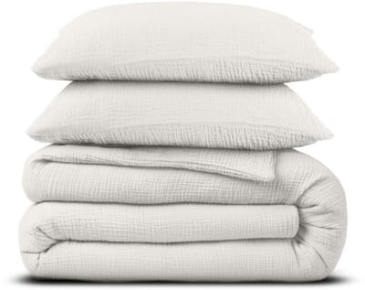 Dekbed-Discounter - Dreamhouse Dekbedovertrek 240 x 200/220 cm - Verkoelend Percale Katoen - Dubbele instopstrook - Wassen op 40 graden - Inclusief 2 kussenslopen - Off White