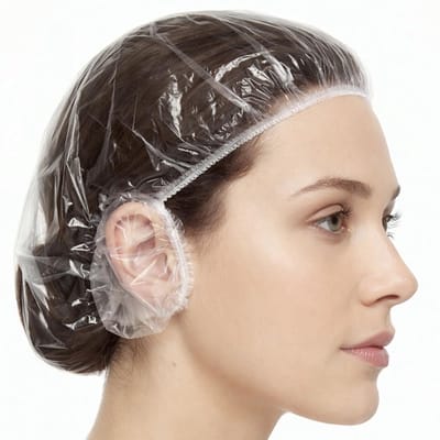 Dailygoods- Douchecaps 100 stuks - Waterdichte Badmutsen - Oorbeschermers - Doorzichtige Huishoudelijke Douchemuts - Dikke Elastische PE - Geschikt voor Thuis/Spa - Haarkap