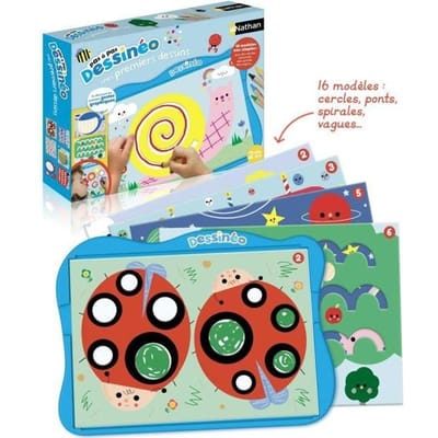 Jeu de loisirs créatifs - NATHAN - Dessinéo premiers dessins - 16 modeles évolutifs - A partir de 2 ans - Bleu