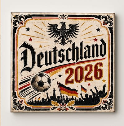 Duitsland 2026 Voetbal Decoratieve Keramische Tegel – Deutschland Adelaar en Fan Design – Zwart Rood Goud Voetbal Wanddecoratie Tegel – Vaderlands Woondecoratie Cadeau