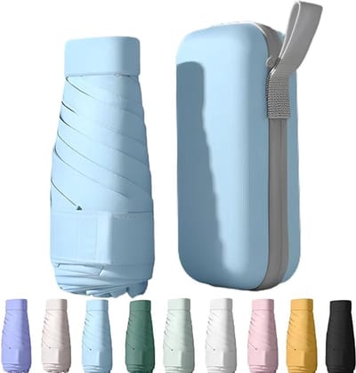 UPF50+ mini reis parasol met beschermhoes, kleine compacte UV-blokkerende paraplu tegen de zon, lichtgewicht draagbare zonnescherm windbestendig