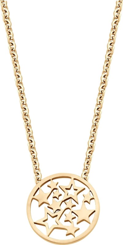 CO88 Collection Inspirational 8CN-26113 Stalen Collier met Hanger - Sterren 15 mm - Lengte 40 + 5 cm - Goudkleurig
