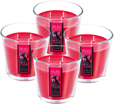 Atmosphera geurkaars - 4x - rood fruit geur - 40 branduren - rood - in glas - aroma/geurkaars