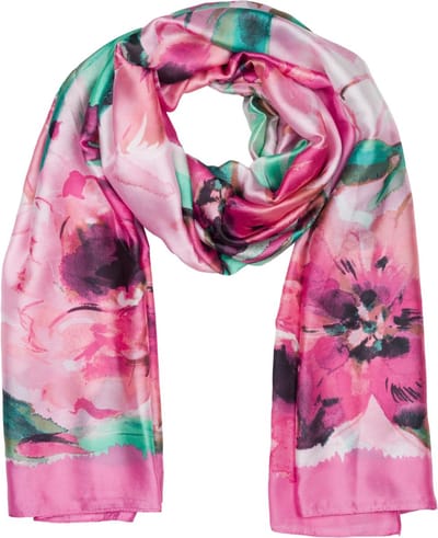 styleBREAKER Damessjaal met kleurrijk bloemenpatroon in aquarelstijl, zijdeachtige lichte doek 01016238