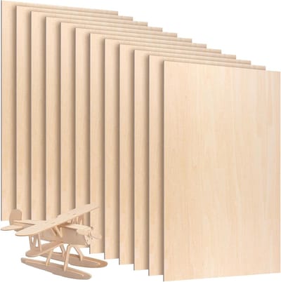 Set van 12 Stuks Rectangulaire Houten Platen 420 x 300 x 3mm, Onbehandeld Balsa Hout voor DIY Creaties en Schilderen