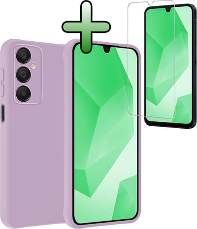 Hoesje Met Screenprotector - Geschikt voor Samsung Galaxy A16 - Sterk & Shockproof - Back Cover - Siliconen Case - Telefoon Hoes - Lila