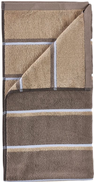 Zone Denmark Sauna Badhanddoek 140 x 70 cm Taupe/Camel/Sky Blue