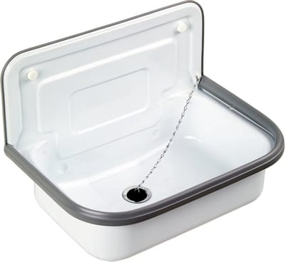 Wastafel Gootsteen 50 cm - Wasbak Spoelbak Plaatstaal met Stootrand - Waskom Opbouw voor Garage Bijkeuken - Wastafelblad Wandmontage - Wit