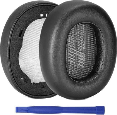 WiseGoods Premium Oorkussens Geschikt Voor JBL Live E65BTNC & 650BTNC - Koptelefoon Kussen - Accessoires Koptelefoons Zwart Leder