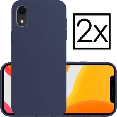 Hoesje - 2 Stuks - Geschikt voor Apple iPhone XR - Sterk & Shockproof - Case Siliconen - Back Cover - Telefoon Hoes - Donkerblauw