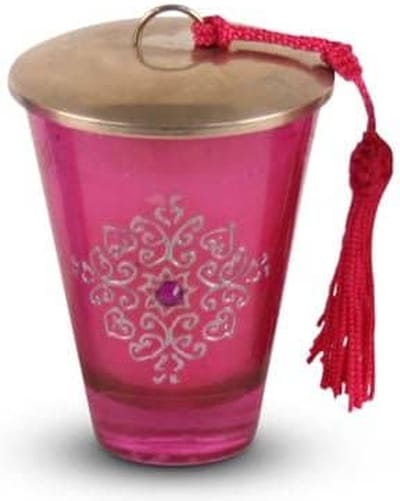 Safaary - Oosterse Geurkaars Glas Roze-Zilver Ø 8 x 9cm