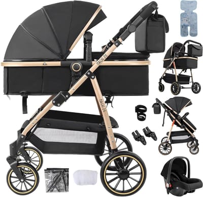 3-in-1 Kinderwagen - Babywagen Reiswieg - Veilig Vervoer Baby - Omkeerbare Duwstang - 84 x 58 x 100 cm