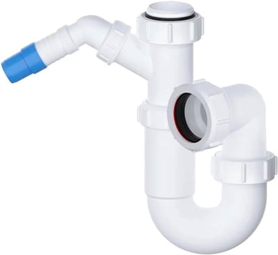 Verstelbare P-val - Afvoer Kit - Keuken Afvoer - Draaibaar Mondstuk - 40 mm - Wit