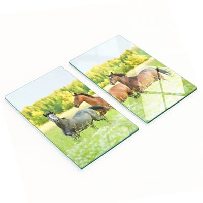 Glazen snijplanken voor in de keuken met afbeelding van een galopperend paard, 2x30x52 cm