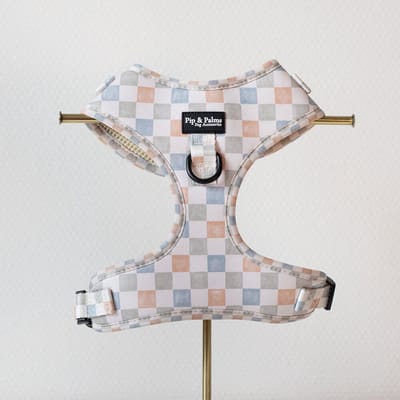 Pip & Palms - Hondenharnas Check me Out - Gebroken wit - Maat XXS - Hondentuig - Verstelbaar - Y Tuig Hond - Zachte Voering - voor Kleine honden