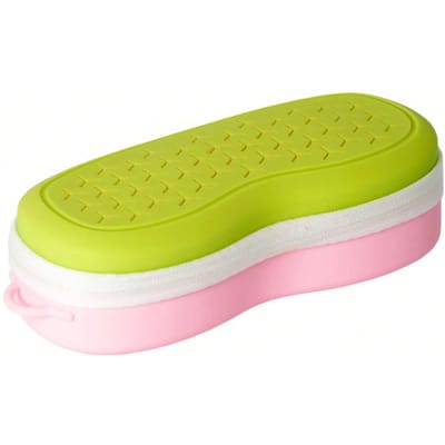 Boîte de rangement pour lunettes en silicone Boîte de rangement multifonctionnelle respirante en silicone Sac de rangement portable pour sports de plein air rose/vert