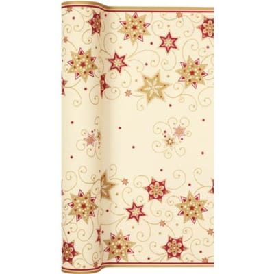 Home fashion kerst tafelloper, formaat 490 x 40 cm. - stars & swirls gold