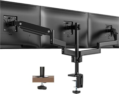 YOR® Monitorarm 3 schermen - Muurbeugel - Triple Beeldschermarm Voor 17-27 inch - Muurbeugel Monitor In Hoogte Verstelbaar - Monitorbeugels - Monitorbeugel 3 schermen - Zwart - 44cm x 34cm x 15 cm