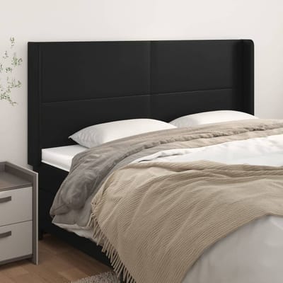 vidaXL - Hoofdbord - met - randen - 163x16x118/128 - cm - kunstleer - zwart