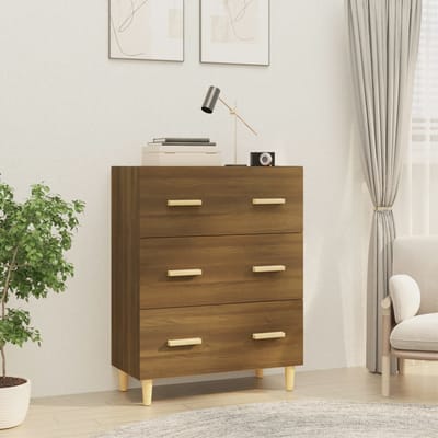 vidaXL - Dressoir - 70x34x90 - cm - bewerkt - hout - bruin - eikenkleur