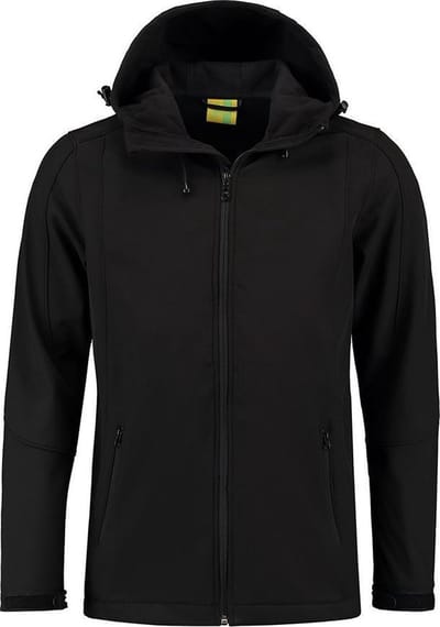 L&S Jas Capuchon Softshell Heren - Mannen - Zwart - S