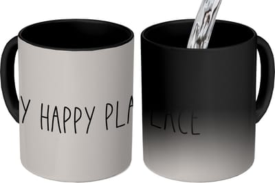Magische Mok - Foto op Warmte Mokken - Koffiemok - Tekst - Quotes - My happy place - Geluk - Magic Mok - Beker - 350 ML - Theemok - Mok met tekst